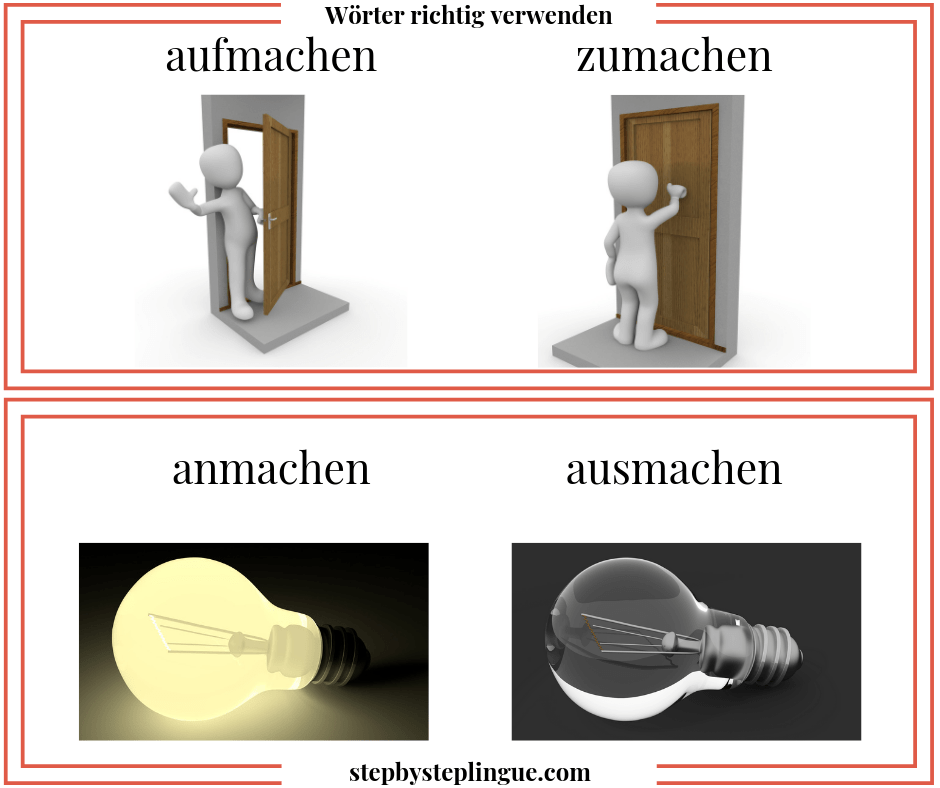 qual è la differenza tra aufmachen zumachen anmachen e ausmachen