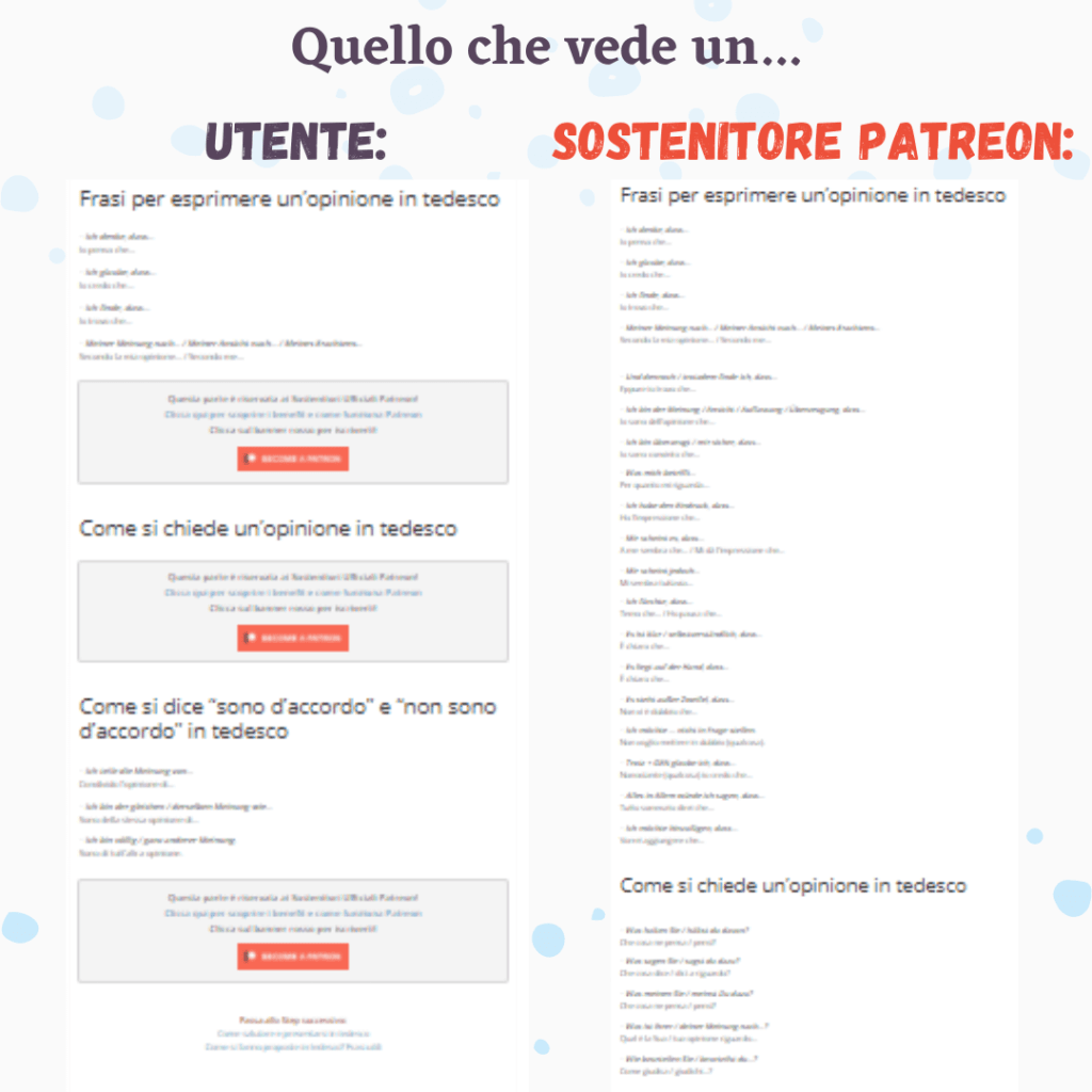 Qual è la differenza tra utente e sostenitore Patreon su Step by Step Lingue?