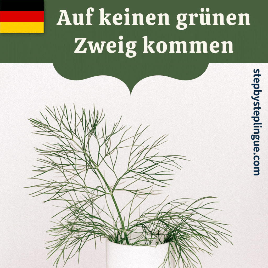 Auf keinen grünen Zweig kommen significato