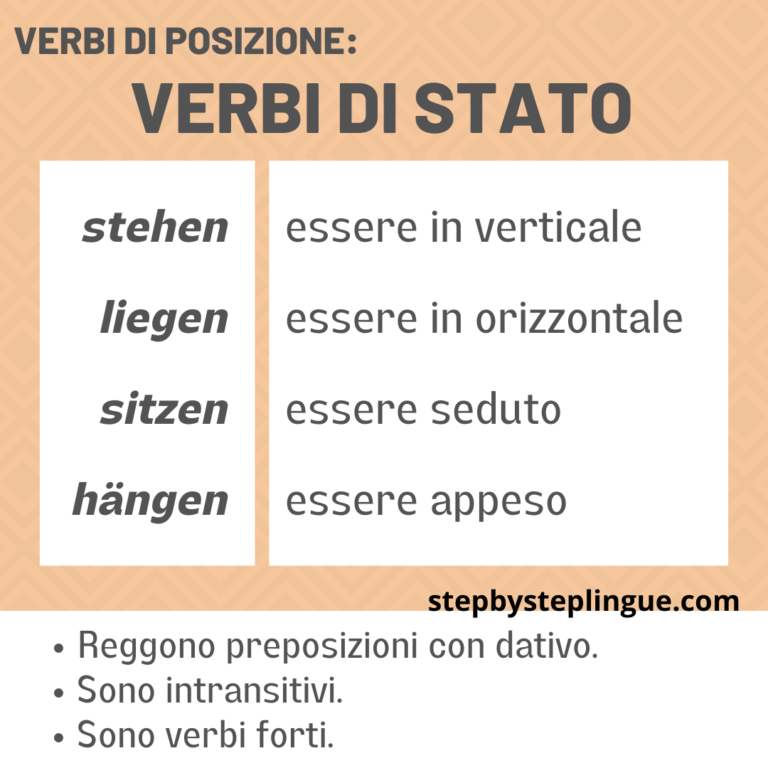 Verbi di posizione i verbi di stato Step by Step Lingue