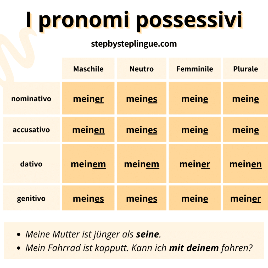 Schema: i pronomi possessivi in tedesco