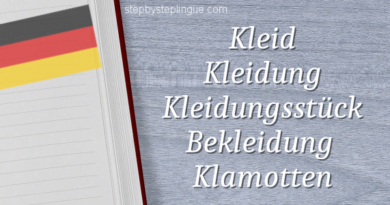 Kleid, Kleidung, Kleidungsstück, Bekleidung o Klamotten title