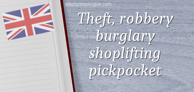 Theft, robbery, burglary, shoplifting e pickpocket title