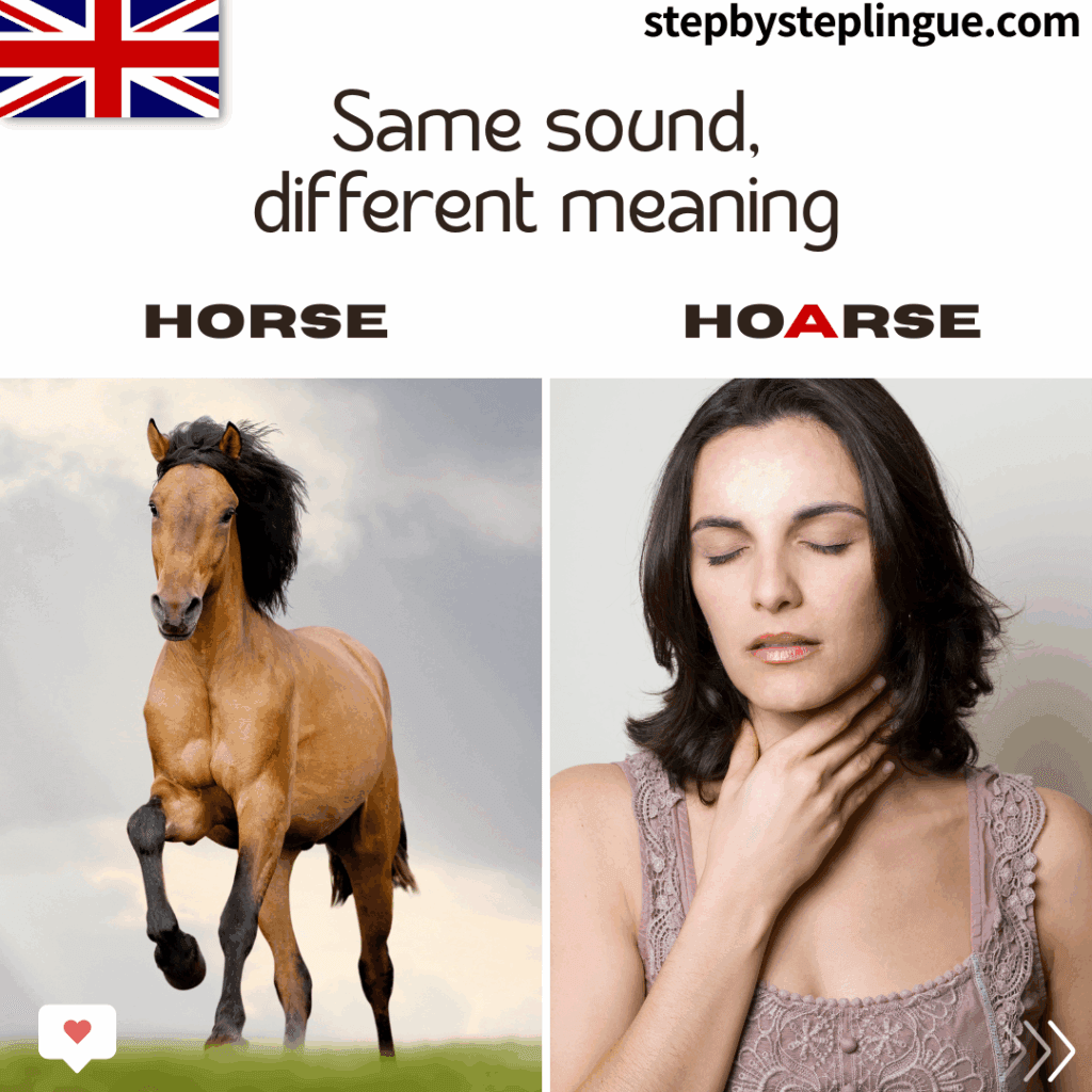 Horse e hoarse sono due parole omofone inglesi
